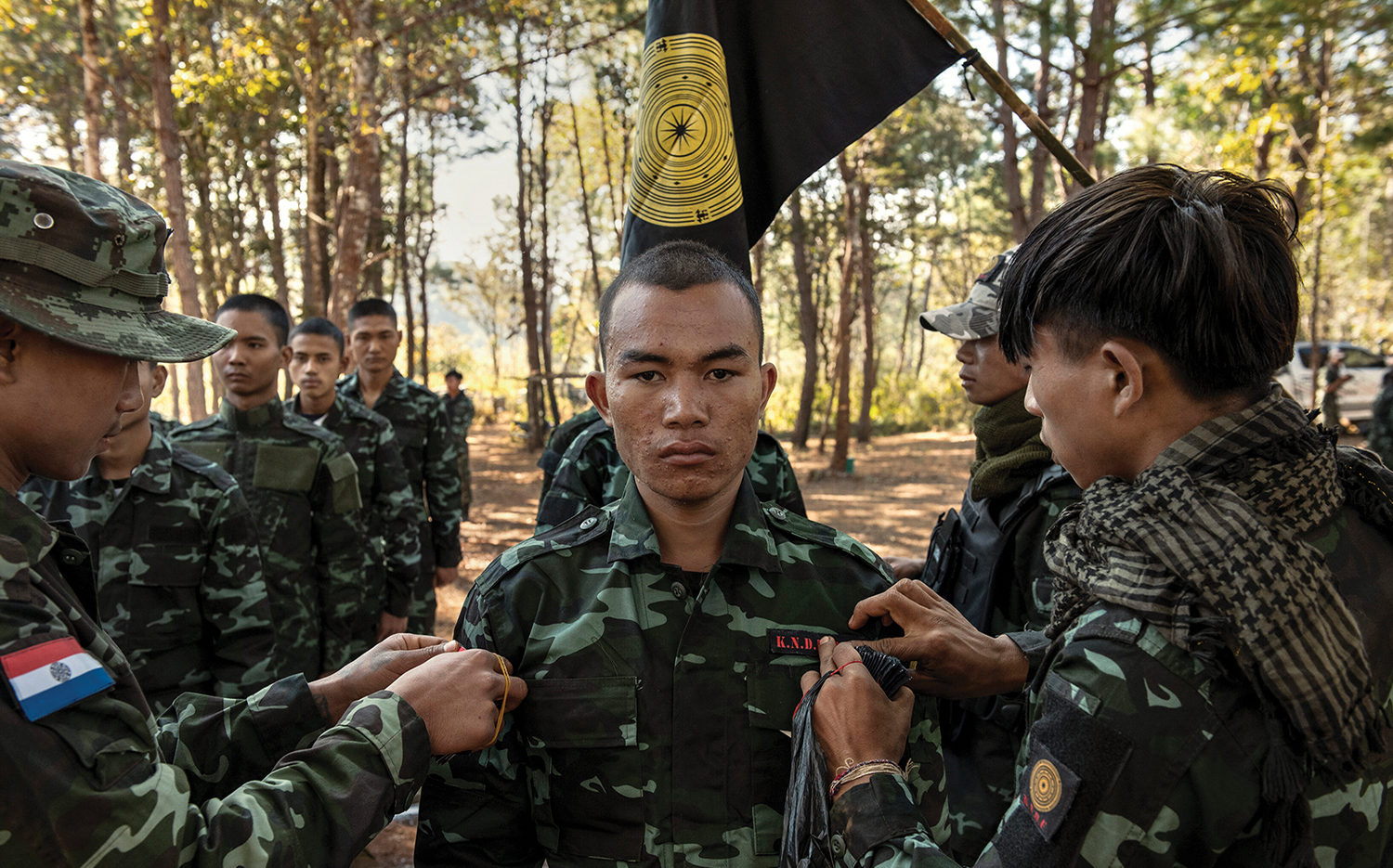 A graduation ceremony for new soldiers of the Karenni Nationalities Defense Force.