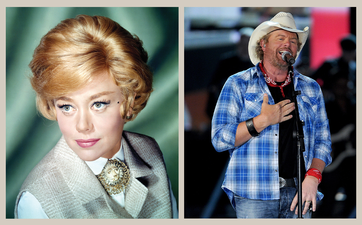 Glynis Johns (left) and Toby Keith