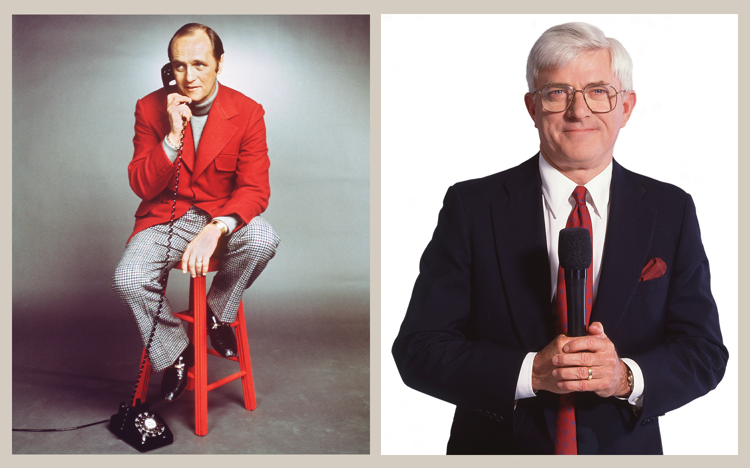 Bob Newhart (left) and Phil Donahue
